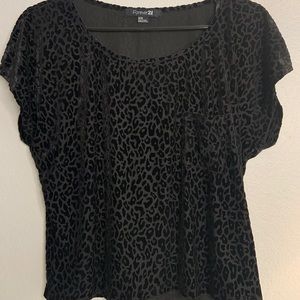 Velvet black leopard crop top